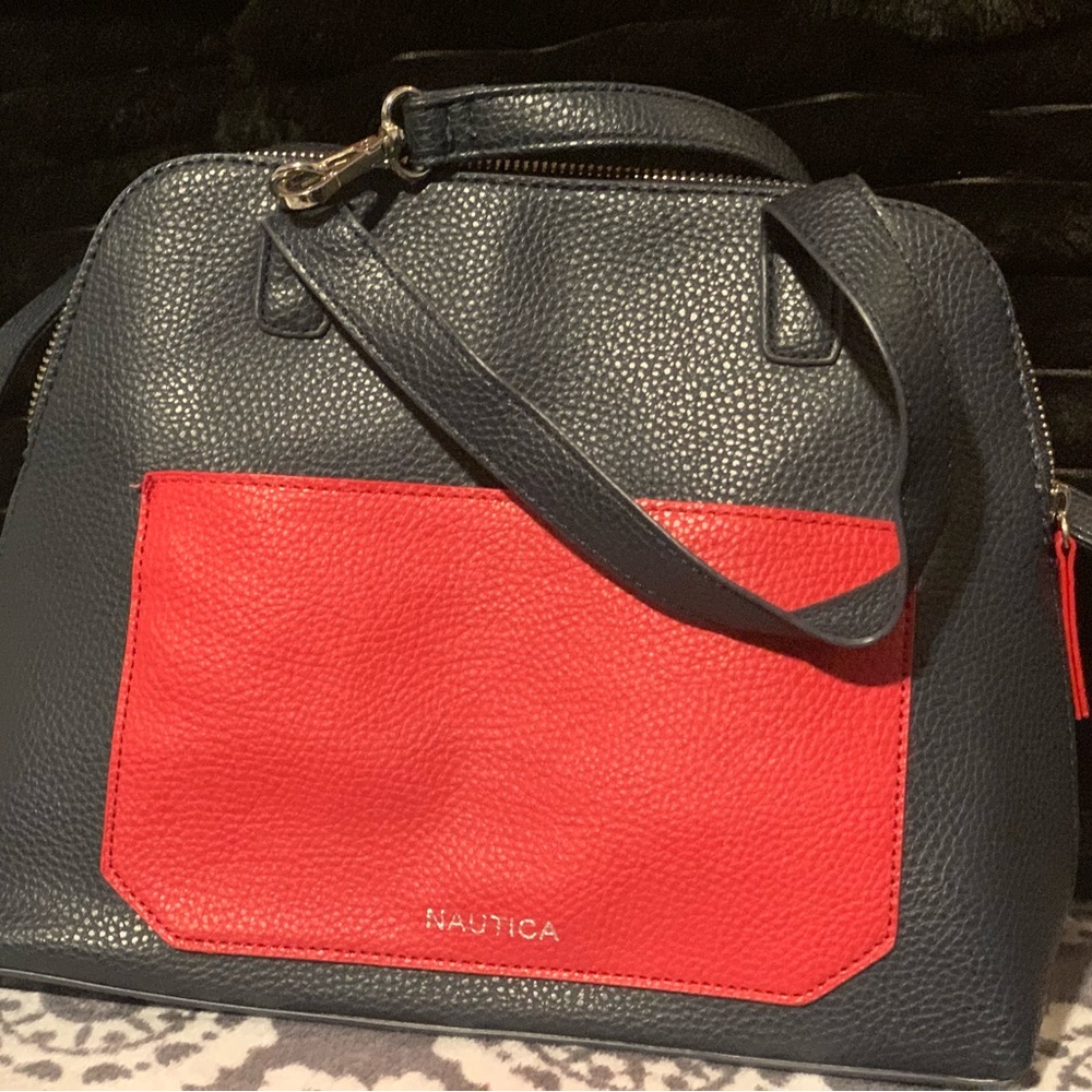 Nautica Navy and Red Satchel